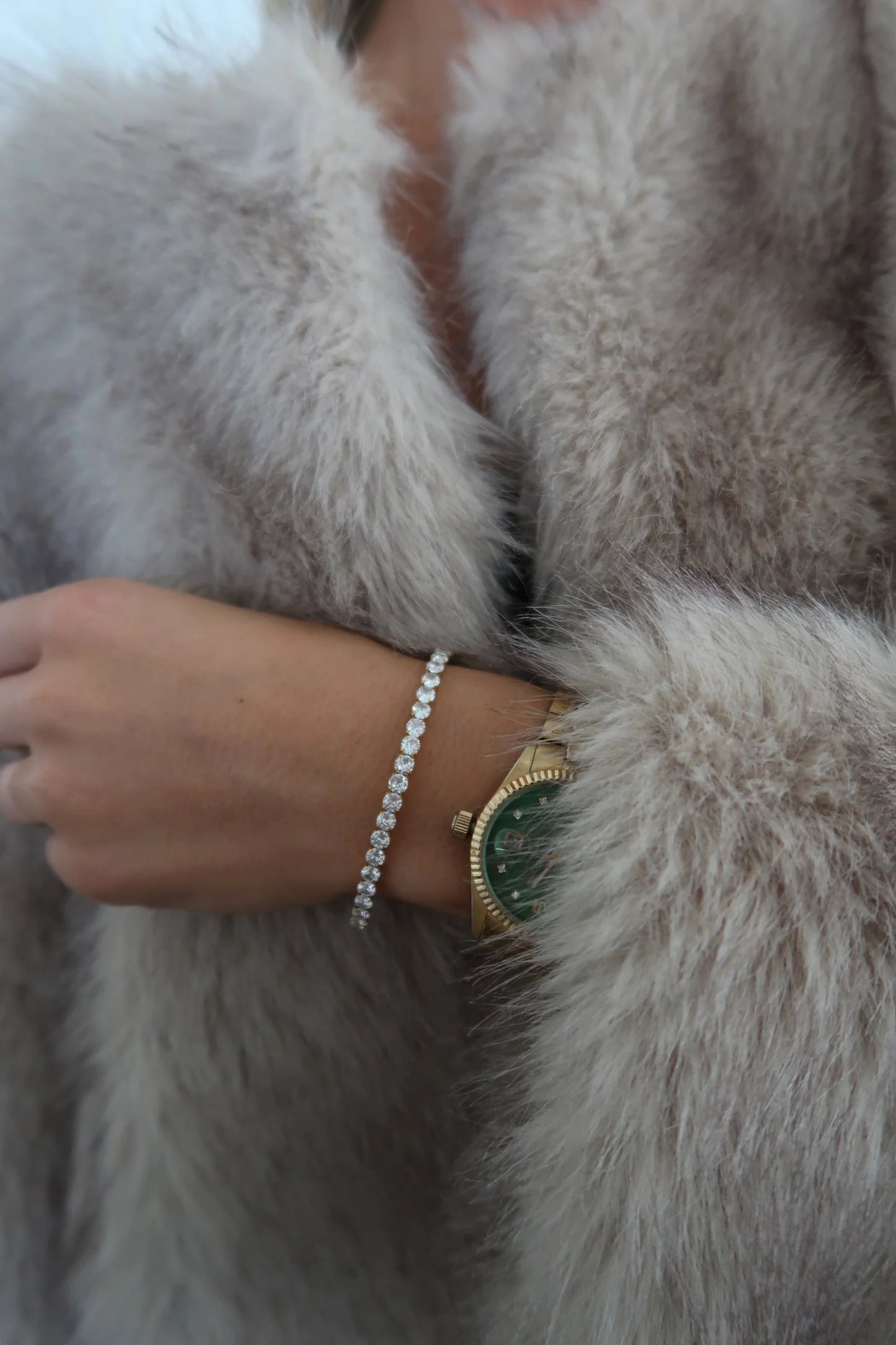 Thick Stretchy Tennis Bracelet (Silver)