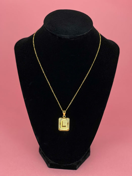 Initial Card Necklace Gold-Filled