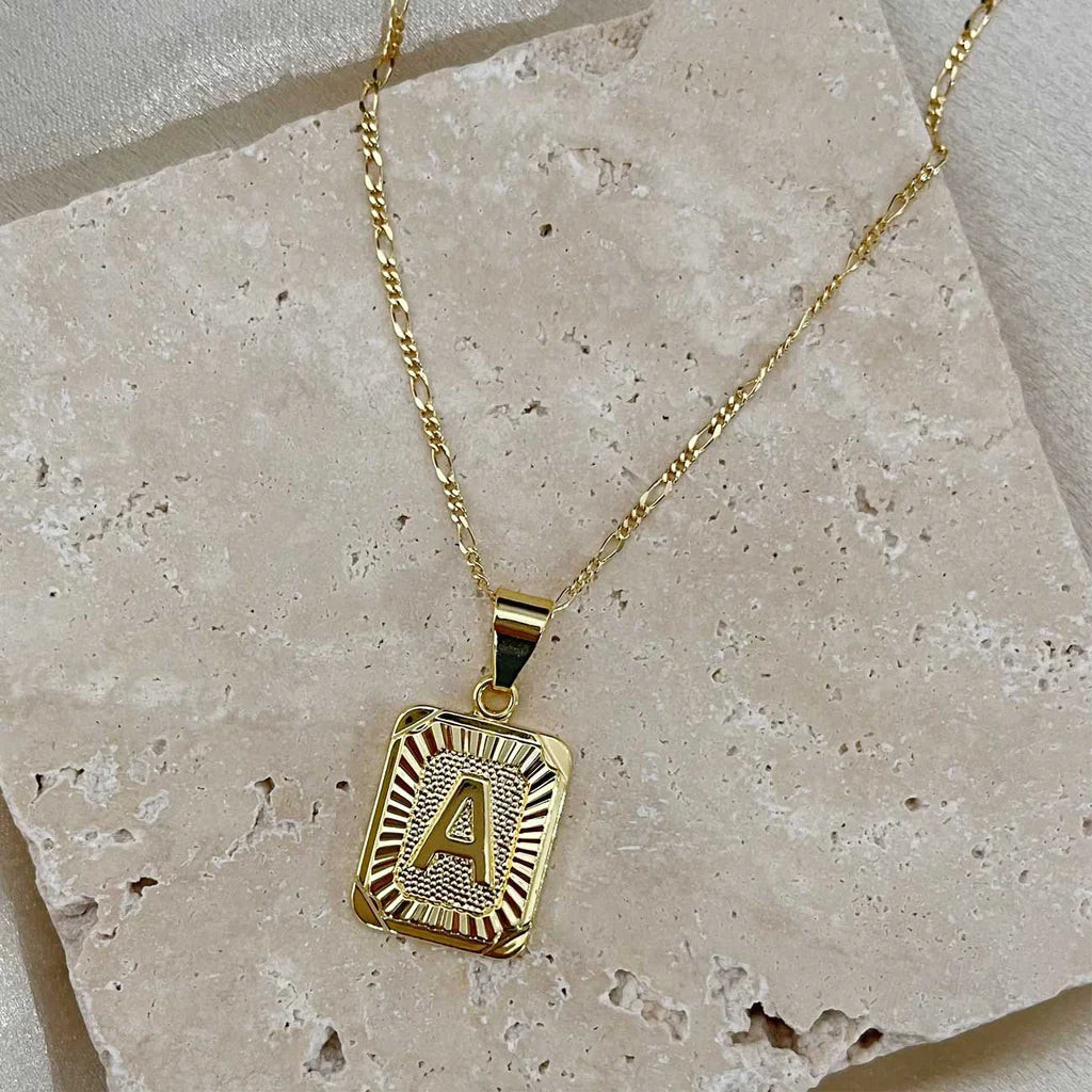 Initial Card Necklace Gold-Filled