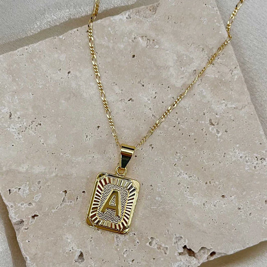 Initial Card Necklace Gold-Filled