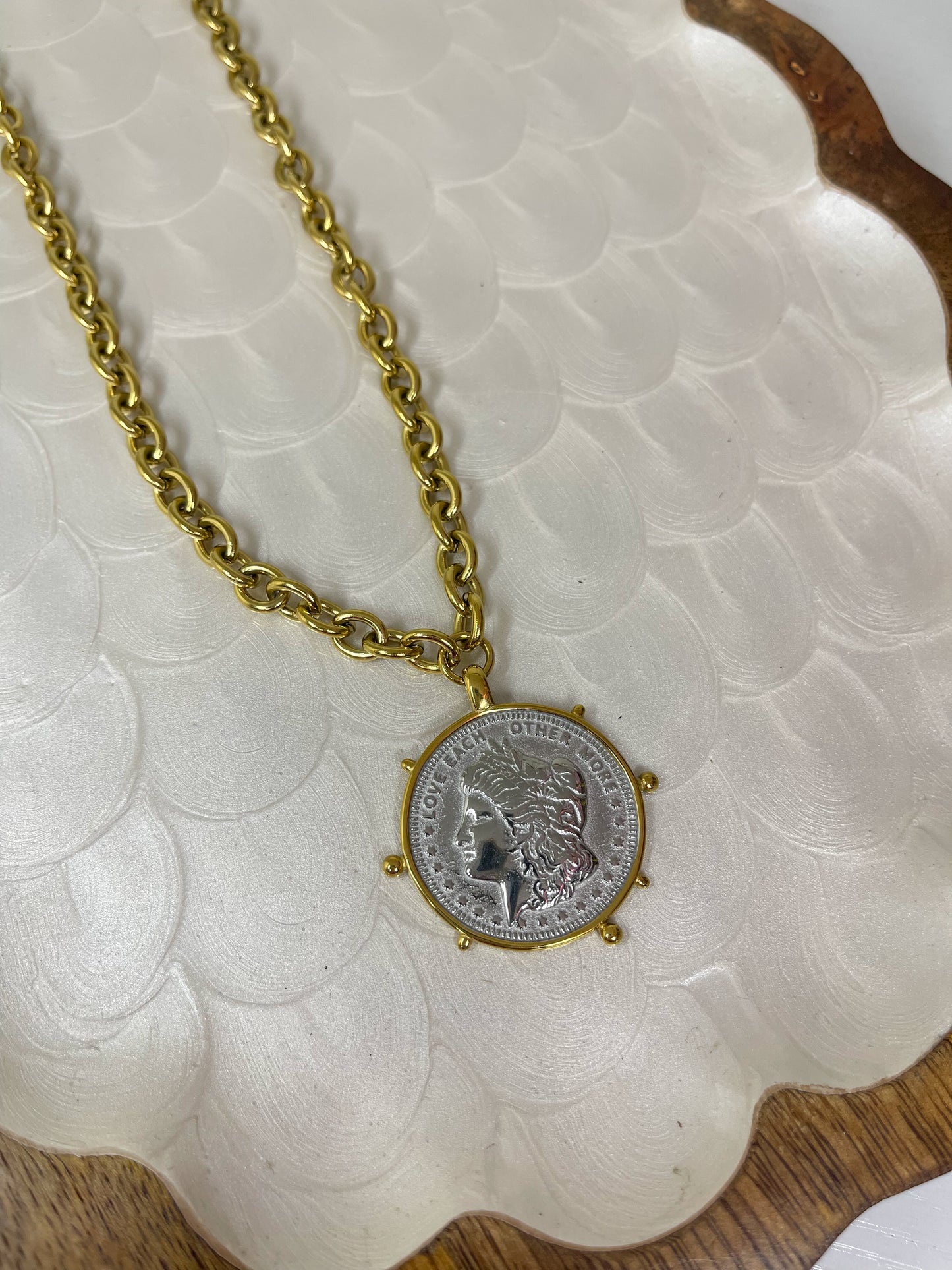 Two Toned Coin Necklace