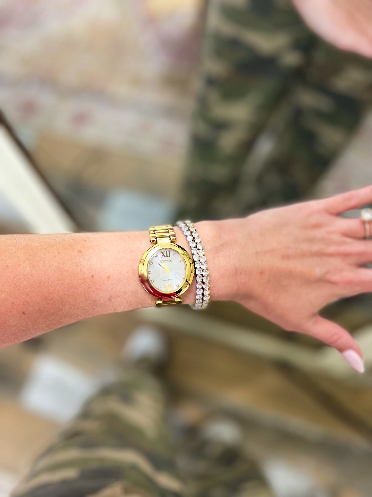 Thick Stretchy Tennis Bracelet (Gold)