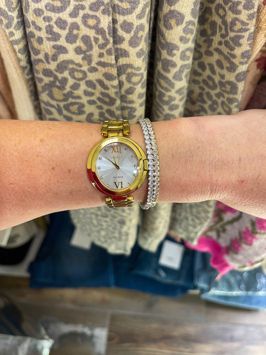 Stretchy Tennis Bracelet (Gold)