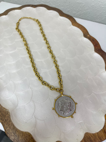 Two Toned Coin Necklace