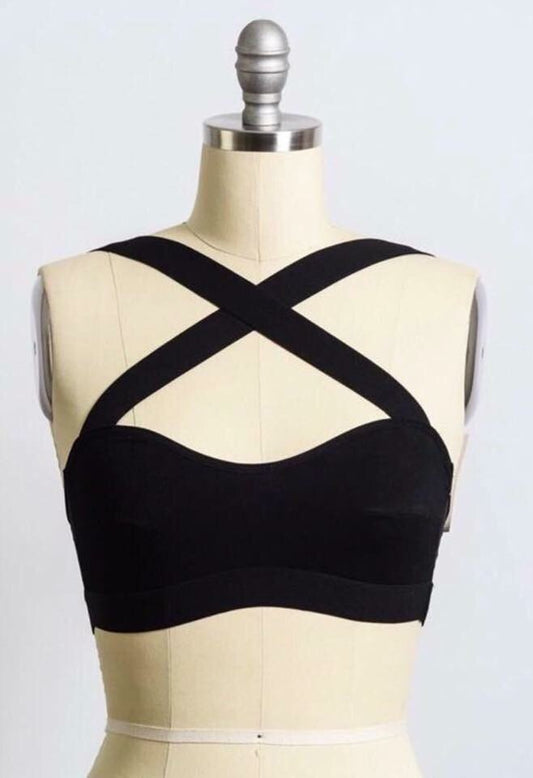 Black Cross Cross Bralette