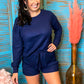 Wesley Waffle Knit Set in Navy