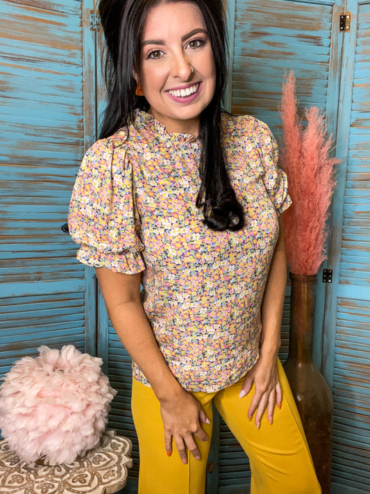 Floral Print Ruffled Top