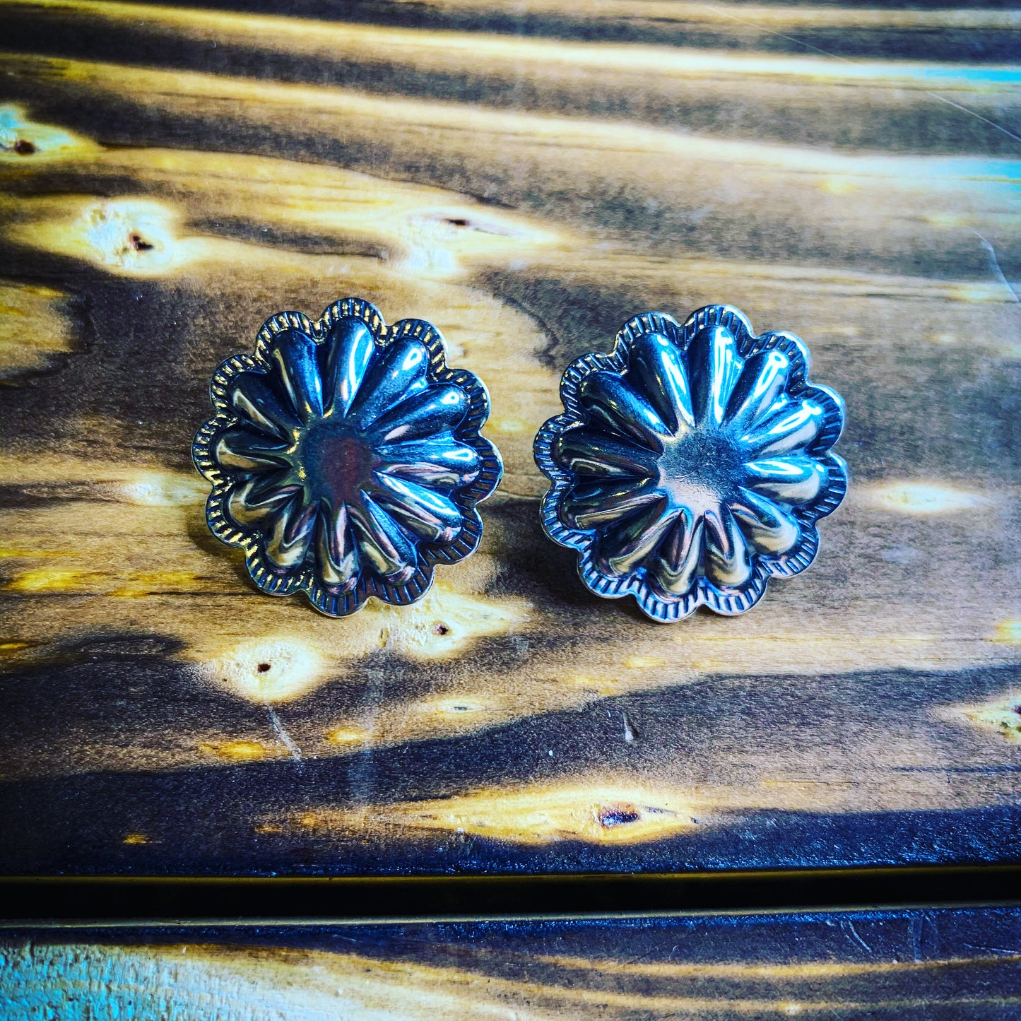 Sterling Silver Concho Earrings