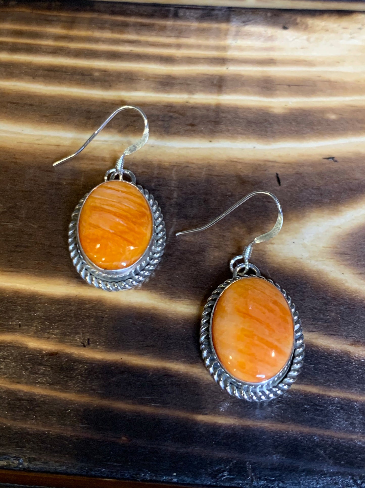 Spiny Orange Oyster Dangle Earrings