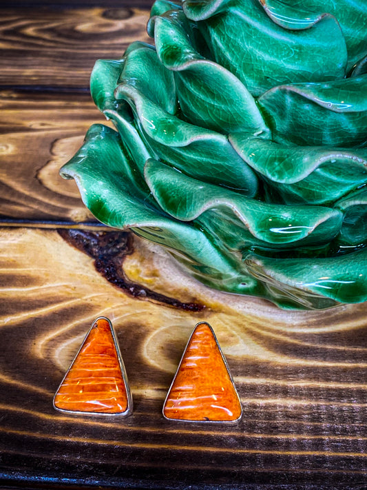 Orange Spiny Oyster Post Earrings